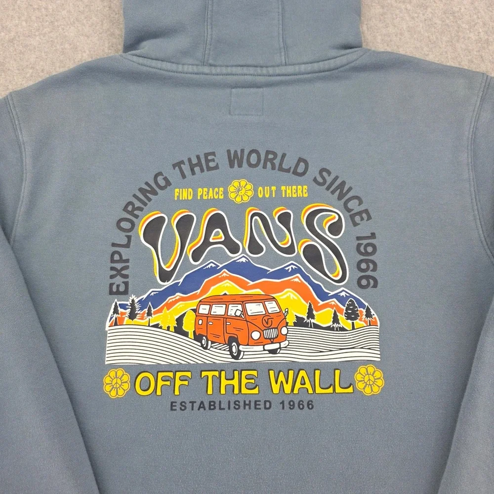 Vans Graphic Hoodie Kids XL‎ Blue Off The Wall Van VW Bus Exploring The World